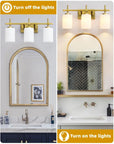 Frosted Glass Jasper Gold Modern 3-Light Bathroom Vanity Light - IPLUS Lighting