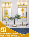 Frosted Glass Jasper Gold Modern 3-Light Bathroom Vanity Light - IPLUS Lighting