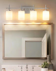 Frosted Glass Jasper Gold Modern 4-Light Bathroom Vanity Light - IPLUS Lighting