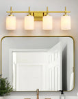 Frosted Glass Jasper Gold Modern 4-Light Bathroom Vanity Light - IPLUS Lighting