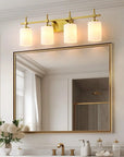 Frosted Glass Jasper Gold Modern 4-Light Bathroom Vanity Light - IPLUS Lighting