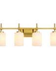 Frosted Glass Jasper Gold Modern 4-Light Bathroom Vanity Light - IPLUS Lighting