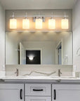 Frosted Glass Jasper Gold Modern 5-Light Bathroom Vanity Light - IPLUS Lighting