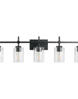 Brushed Nickel and Black Jasper Modern Clear Glass 5-Light Linear Vanity Light