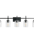 Brushed Nickel and Black Jasper Modern Clear Glass 5-Light Linear Vanity Light - IPLUS Lighting
