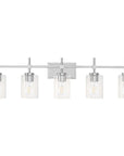 Brushed Nickel and Black Jasper Modern Clear Glass 5-Light Linear Vanity Light - IPLUS Lighting