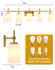 Frosted Glass Jasper Gold Modern 5-Light Bathroom Vanity Light - IPLUS Lighting