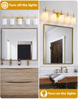 Frosted Glass Jasper Gold Modern 5-Light Bathroom Vanity Light