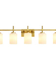 Frosted Glass Jasper Gold Modern 5-Light Bathroom Vanity Light - IPLUS Lighting