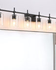 Clear Glass Jasper Modern 6-Light Bathroom Vanity Light