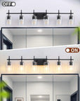 Clear Glass Jasper Modern 6-Light Bathroom Vanity Light - IPLUS Lighting