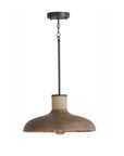 Rustic Industrial 1 - Light Wooden Pendant Light with Jute Rope Accent