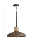 Rustic Industrial 1 - Light Wooden Pendant Light with Jute Rope Accent