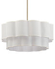 Maren 6-Light Adjustable-Angle Brushed Brass Chandelier with Tiered Linen Shades