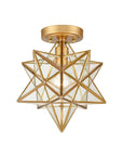 12-In Modern Brass Moravian Star Ceiling Light with Clear Glass - IPLUS Lighting