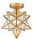 12-In Modern Brass Moravian Star Ceiling Light with Clear Glass