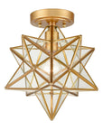 12-In Modern Brass Moravian Star Ceiling Light with Clear Glass - IPLUS Lighting
