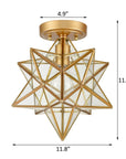 12-In Modern Brass Moravian Star Ceiling Light with Clear Glass - IPLUS Lighting