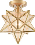 12-In Modern Brass Moravian Star Ceiling Light with Clear Glass - IPLUS Lighting