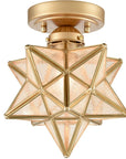 12-In Modern Brass Moravian Star Ceiling Light with Clear Glass