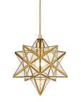 11-In Brass Moravian Star Pendant Light – Seeded Glass Shade - IPLUS Lighting