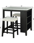 36" Contemporary Dining Table Set with High Gloss Finish and USB Charging