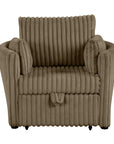 Brown Faux Fur Oversized Convertible Sleeper Sectional Sofa with Pull-Out Chair and USB Ports