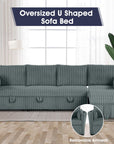 Oversized Faux Fur Sleeper Sectional with Pull-Out Chair and USB Charging