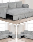 Oversized Faux Fur Sleeper Sectional with Pull-Out Chair and USB Charging