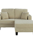 Beige Sofa and Loveseat Set with Storage Ottoman and USB Charging
