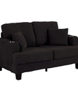 Black Sofa and Loveseat Set with Storage Ottoman and USB Charging