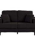 Black Sofa and Loveseat Set with Storage Ottoman and USB Charging