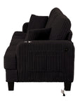 Black Sofa and Loveseat Set with Storage Ottoman and USB Charging