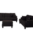 Black Sofa and Loveseat Set with Storage Ottoman and USB Charging