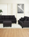 3-Piece Contemporary Sofa Set with USB Charging & Storage Ottoman