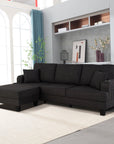 3-Piece Contemporary Sofa Set with USB Charging & Storage Ottoman