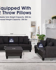 3-Piece Contemporary Sofa Set with USB Charging & Storage Ottoman