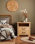 Rustic 22" Nightstand with 2 Drawers and Open Storage Shelf