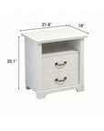 Rustic 22" Nightstand with 2 Drawers and Open Storage Shelf