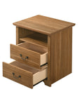 Rustic 22" Nightstand with 2 Drawers and Open Storage Shelf