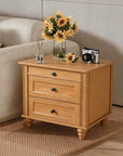 24" Transitional 3-Drawer Nightstand with Solid Wood Legs