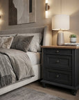 24" Transitional 3-Drawer Nightstand with Solid Wood Legs