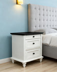 24" Transitional 3-Drawer Nightstand with Solid Wood Legs