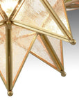 Brass Moravian Star Flush Mount Ceiling Light with Seeded Glass - IPLUS Lighting