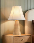 Natural Rattan Table Lamp Set of 2 with Fabric Shade