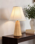 Natural Rattan Table Lamp Set of 2 with Fabric Shade