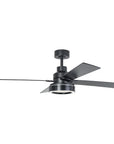 52" Modern Black Downrod Ceiling Fan