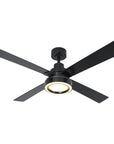 52" Modern Black Downrod Ceiling Fan