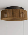 Vela 14" Handwoven Jute Flush Mount Ceiling Light - IPLUS Lighting