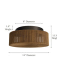 Vela 14" Handwoven Jute Flush Mount Ceiling Light - IPLUS Lighting